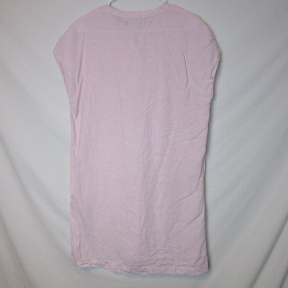 Saks Fifth Avenue Linen Shift Dress Medium Light Pink Sleeveless Buttons - Picture 5 of 5